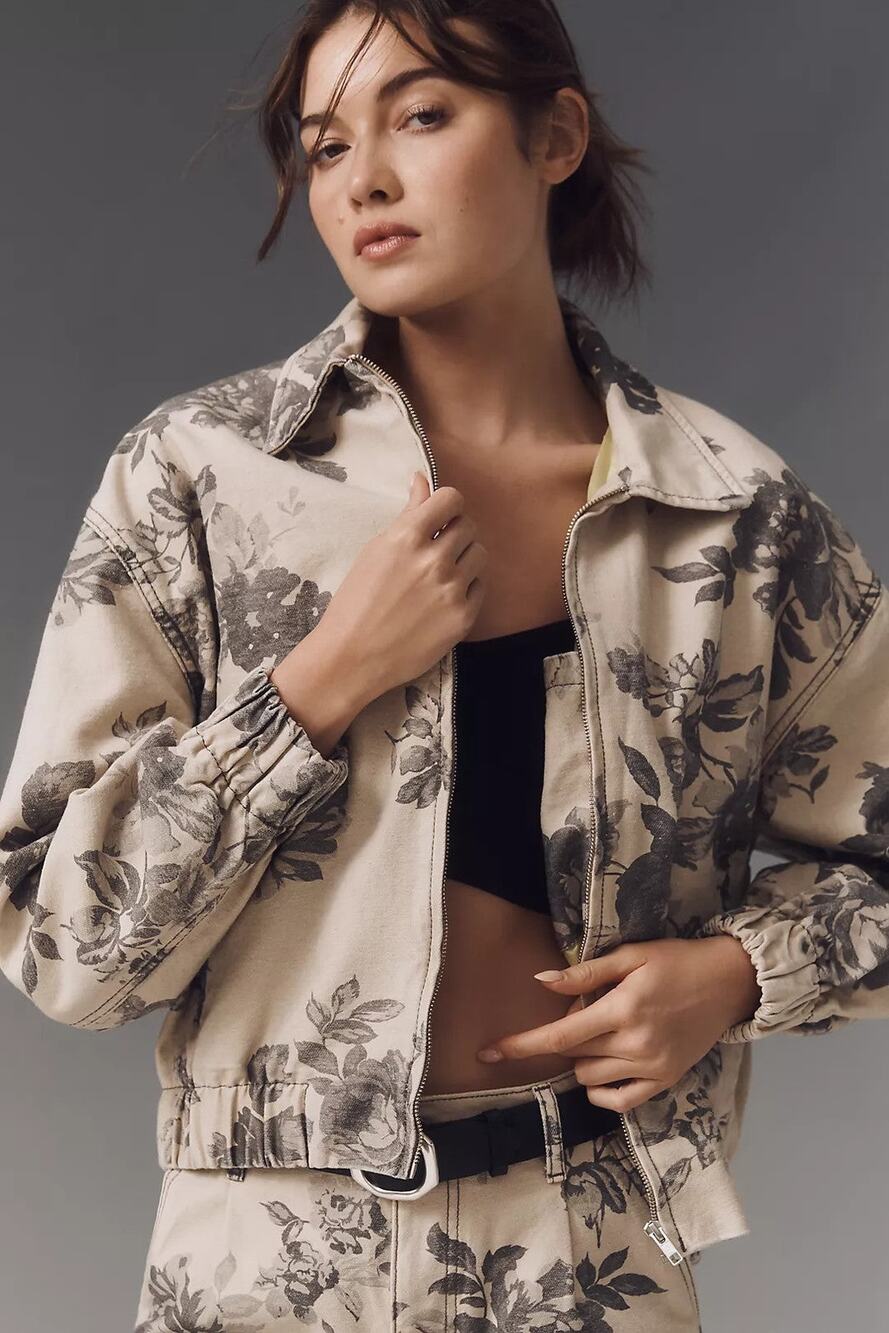 Pilcro The Rylie Floral Bomber Jacket - S